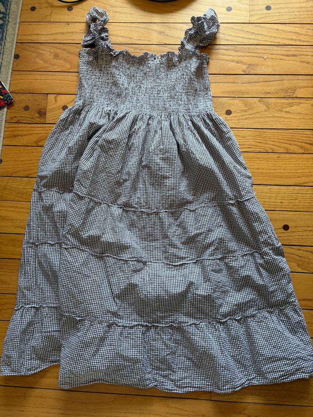 Hill House Nap Dress Smocked Gingham brown white 4x xxxxl